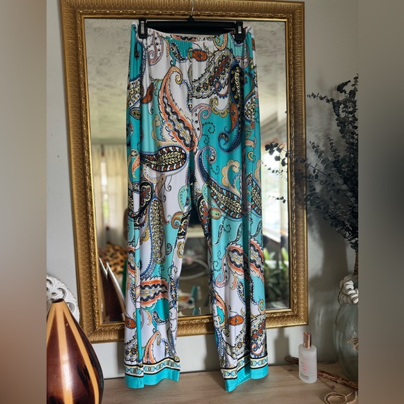 Melissa Paige Blue and Orange Straight Leg Jumpsuit - Picture 1 of 4